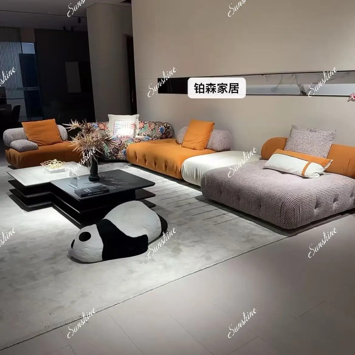 Italian minimalist fabric module couchsurfing, modern simple size villa