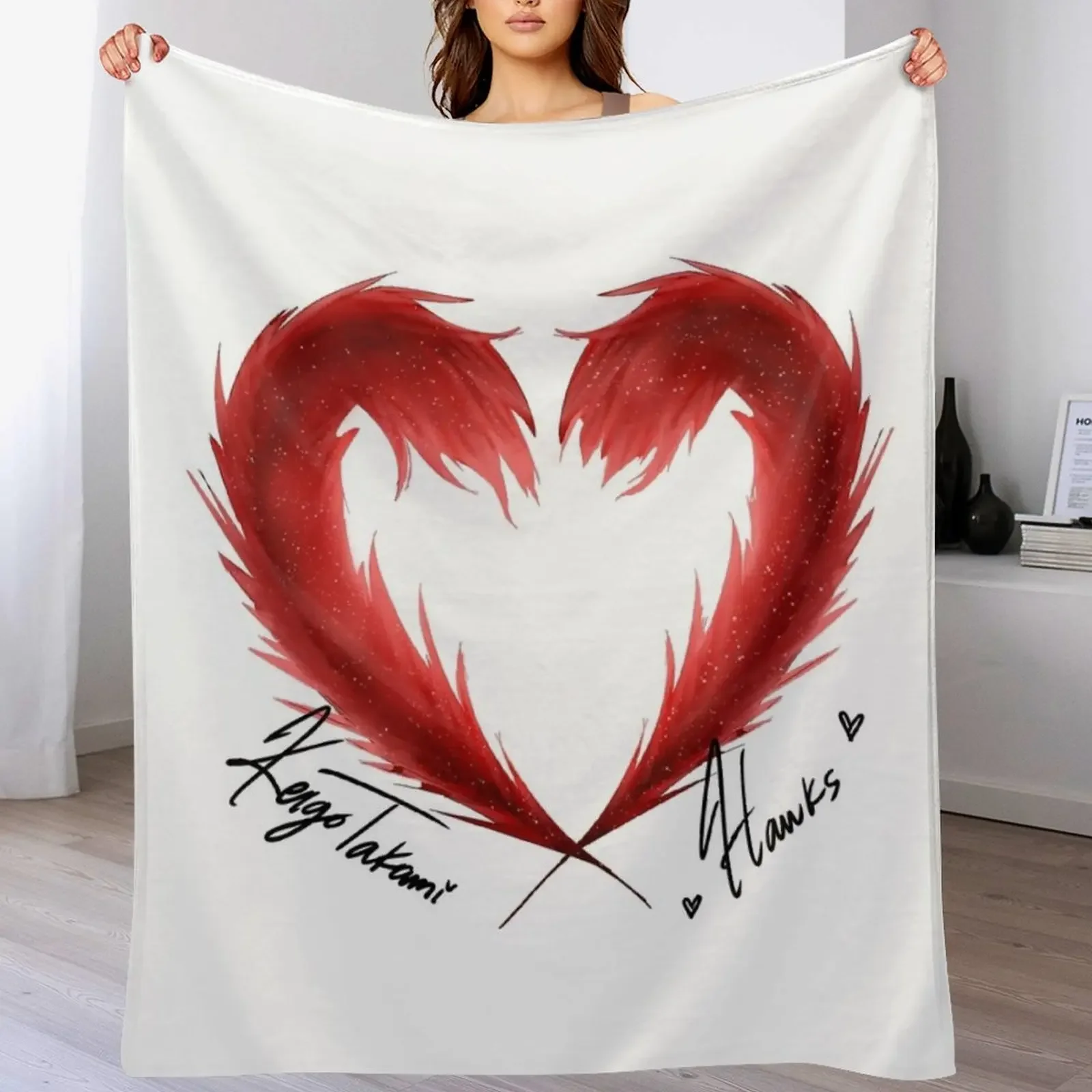 

Keigo Takami (Hawks) Heart Throw Blanket manga Large Soft Beds Custom Blankets