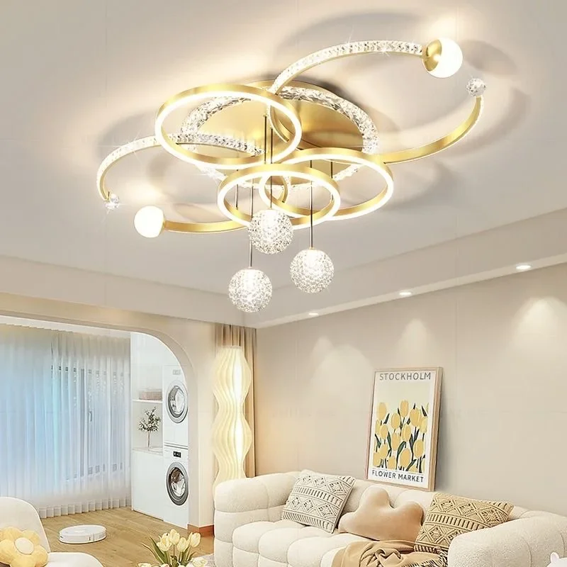 

Modern Crystal Ceiling Lamp for Living Room Balcony Cabinets Designer Luster Lusters Luminaires Home Decor Loft Style