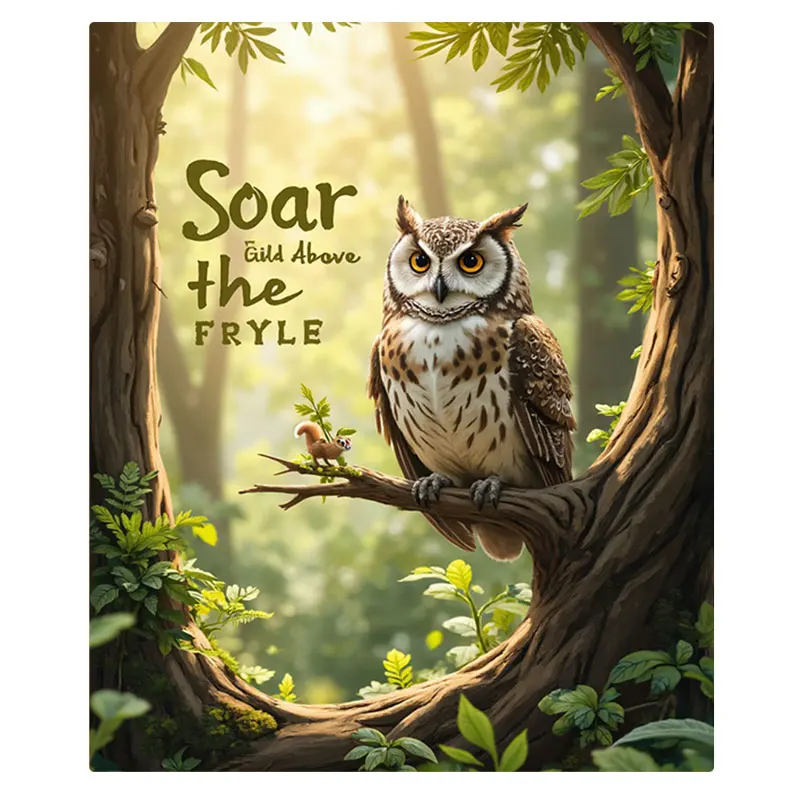 قطعة واحدة من بطانية الفانيلا "بطانية بومة الغابة والسنجاب - ترتفع فوق المقلاة، مشهد طبيعي مريح"