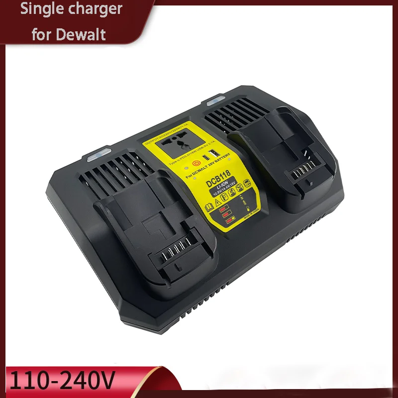Victpower 1pcs For Dewalt 120W Dual Port Rapid Charger for 14V-18V DCB118 Dual Charging 6A with Inverter Charger and Type-C USB
