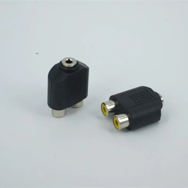 

1000pcs Y Splitter 3.5mm Audio Jack to 2 Dual RCA lotus Female audio Adapter game headset Connector for PS3 xbox360