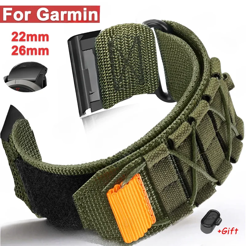 New Nylon Loop Strap for Garmin Tactix 7 Pro Fenix 7X 6X 7pro 6 3 5plus 7s 6s Pro Bracelet for Garmin Watch Band 26mm 22mm 20mm