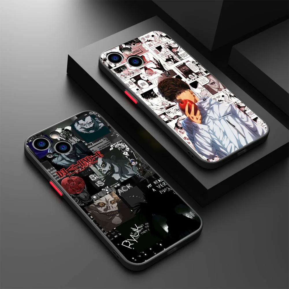 Phone Case For iPhone 16 Plus 15 Pro Max 14 7 8 Plus XR SE 11 12 13 Mini X XS Death Note Anime Lawliet Black Translucent Cover