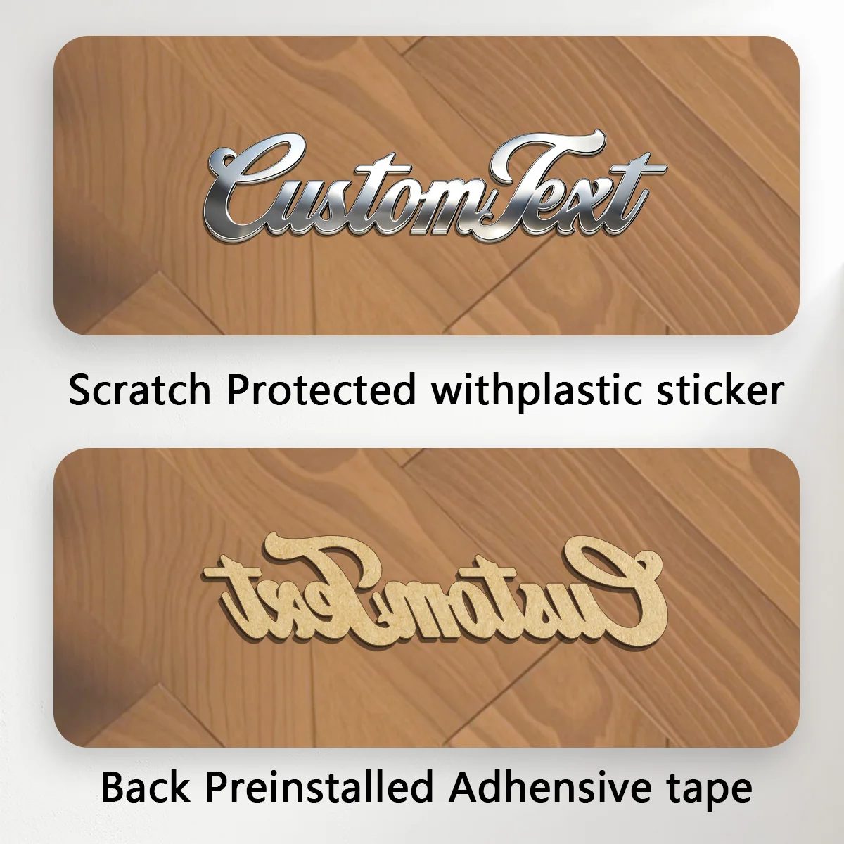 Stainless Steel Waterproof Custom Text Font 3d Metal Stickers Car Body Decal Creative DIY Decaration Silver Color Accessories