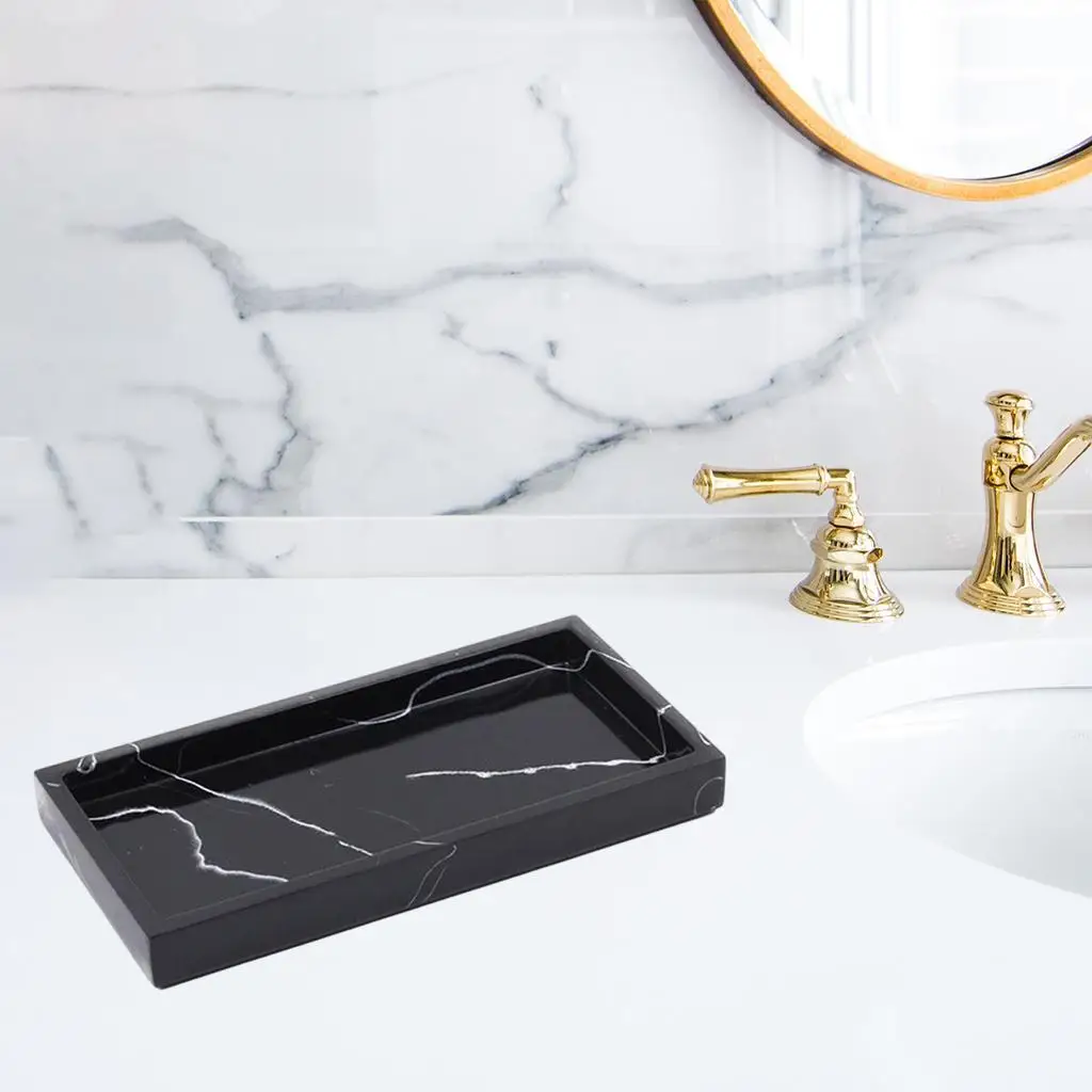 Marble Storage Tray Washroom Vanity Tray Jewelry Dish Bathtub Serving Tray