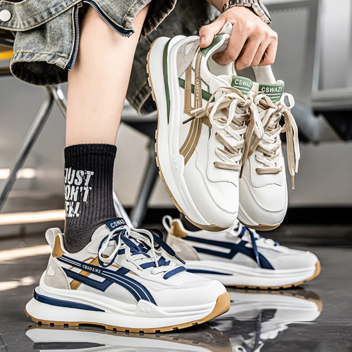 New Men Breathable Thick Sole Sneakers Soft Sole Comfortable Outdoor Running Shoes Casual Tennis Sports Shoes view 6