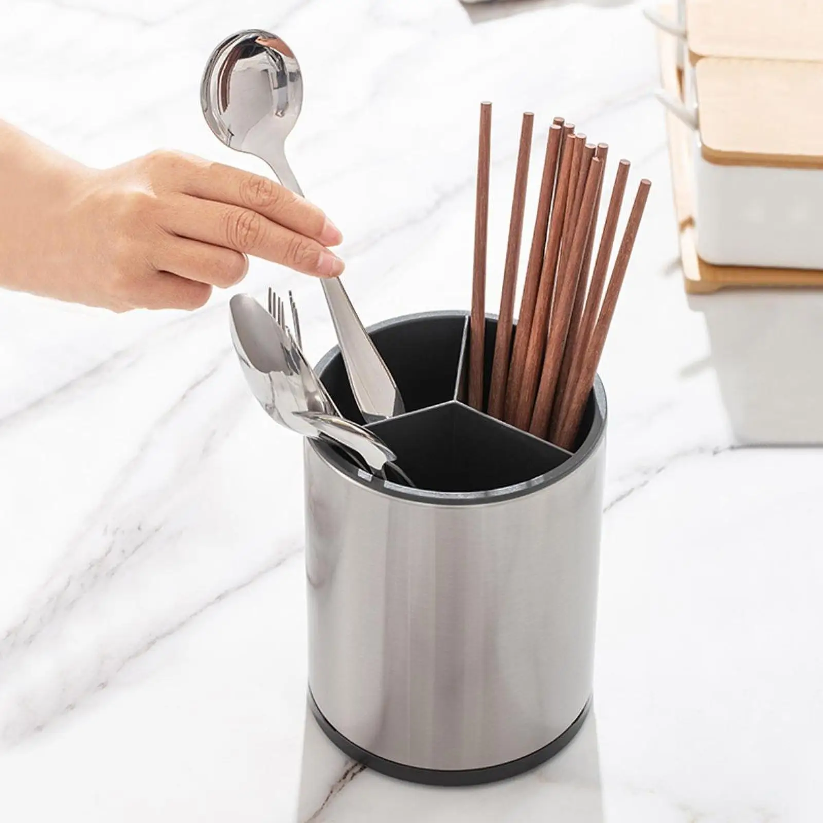 Kitchen Utensil Holder Utensil Organizer, Multipurpose Flatware Holder, Utensil Crock Cutlery Holder for Tongs Soup Ladles