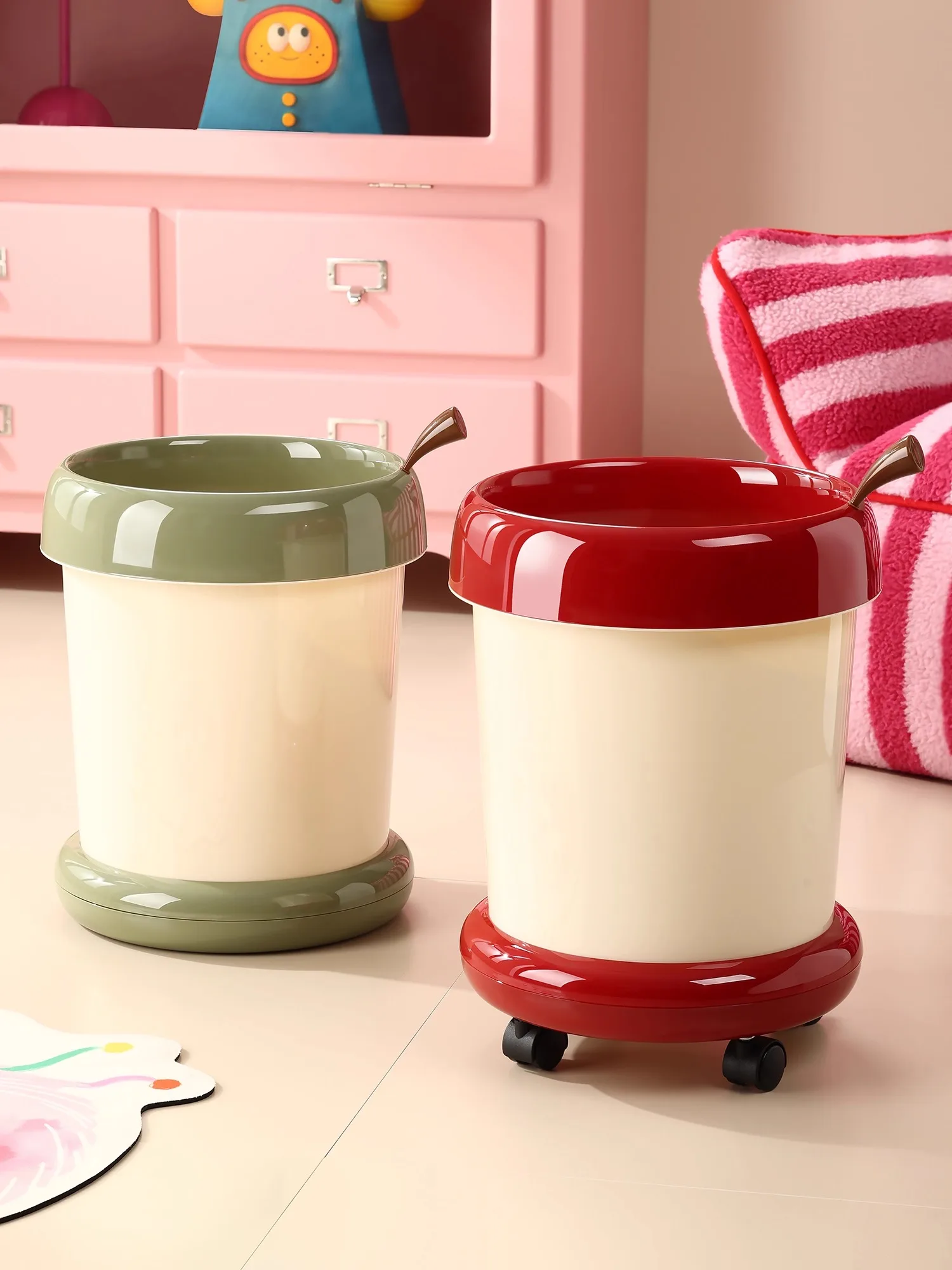 

Новая роскошная мобильная тубусная корзина для хранения для дома и гостиной, большая емкость, для бумаг, санитарных принадлежностей, длинная цилиндрическая форма