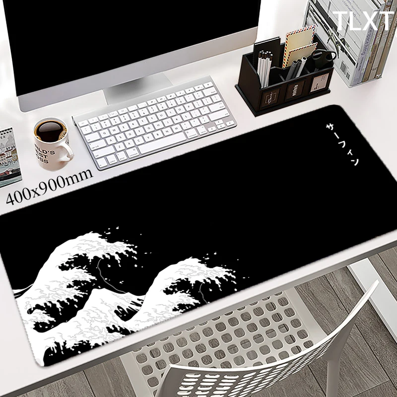 

Black Mousepad XXL Great Wave Masuepad Computer Keyboard Rubber PC Desk Mat Office Accessories Big Table Carpet Mouse Pad 90x40