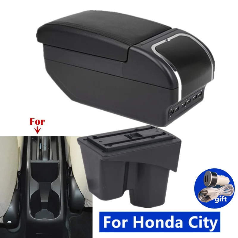 Für Honda City Armlehnenbox Neue City Aufbewahrungsbox mit Getränkehalter Spezielles Autozubehör für den Innenraum Nachrüst-Autoarmlehnenbox