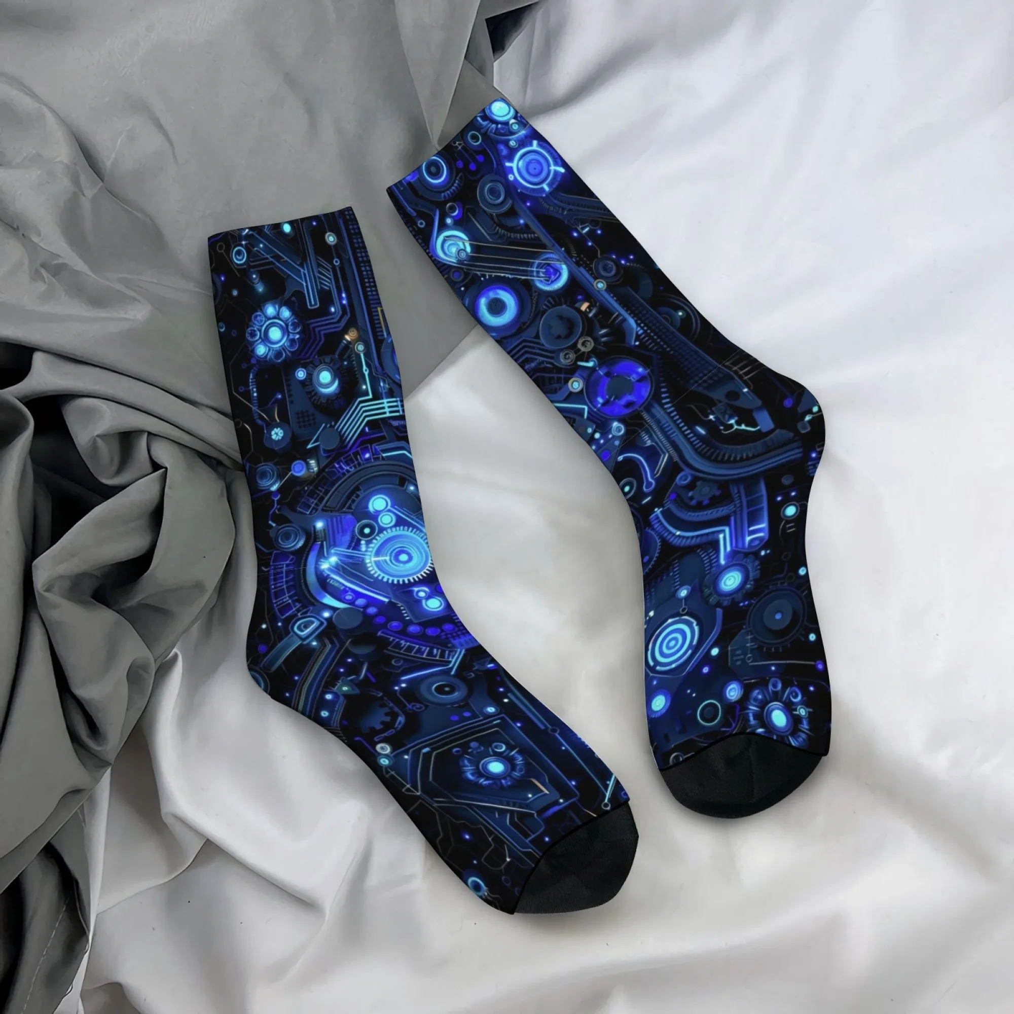 Digital Technology Wind Circuit Board Men's Socks Fashion Novelty Casual Socks Comfortable Non-slip Breathable Soft Sports Socks