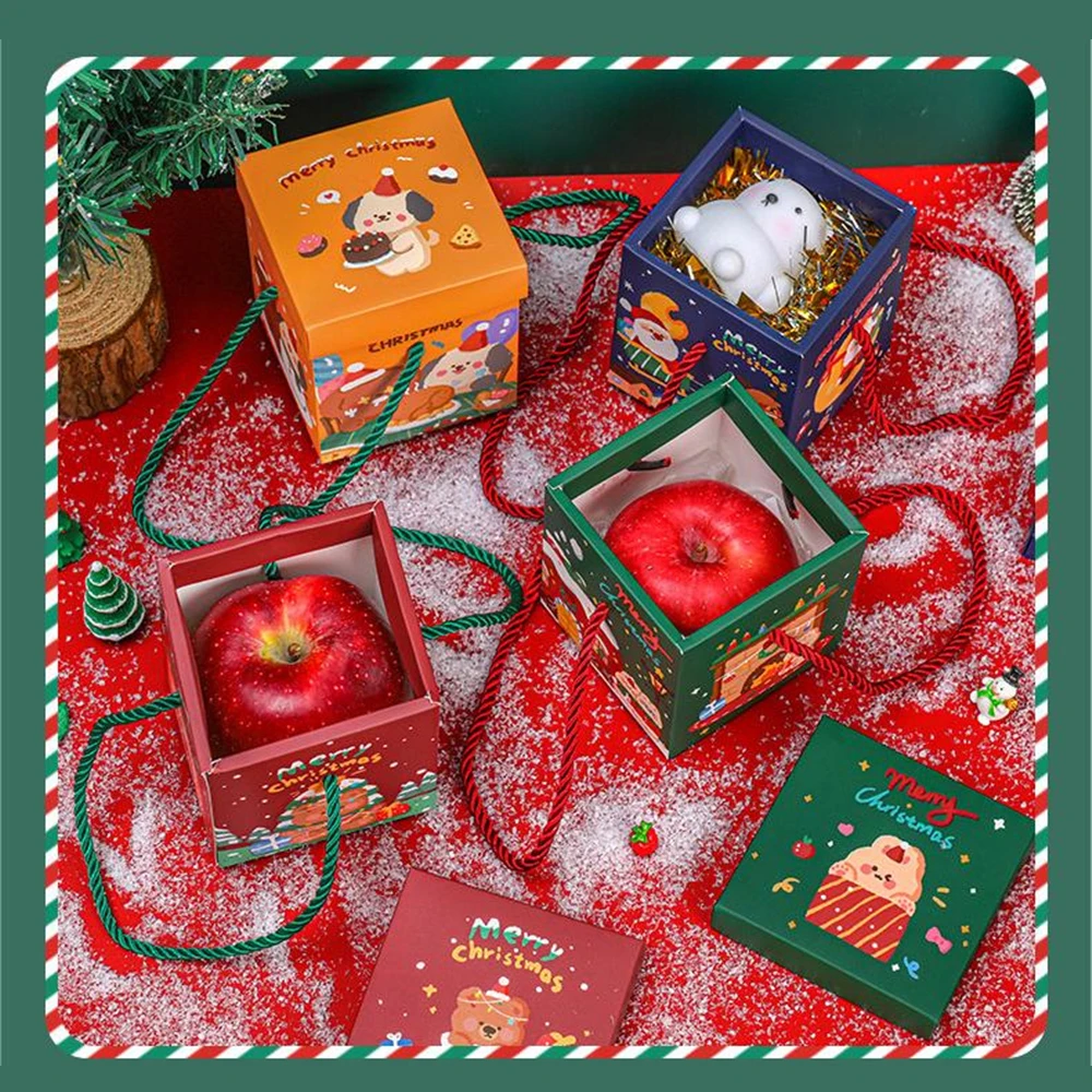 Christmas Apples Packaging Box Christmas Eve Gift Box Candy Box Creative Hexagonal Box With Portable Rope Party Decoration
