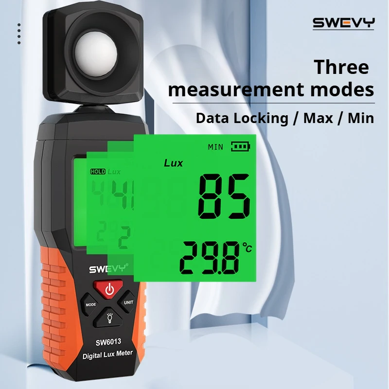 SWEVY لوكس متر مقياس الإضاءة الرقمي 0 ~ 200,000lux LCD مصباح الجيب متر لوكس/FC قياس تستر الاستشعار مقياس الضوء Luxmeter