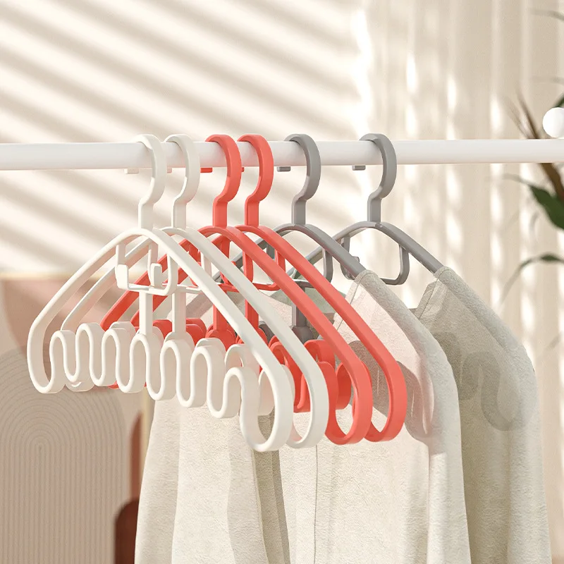 

5-20 PCS Multi-functional Clothes Hanger Strappy Skirt Space-saving Wavy Pattern Clothes Hanger Household Clothing Storage