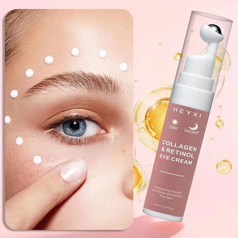 1/2/3PCS Collagen Retinol Roll-on Eye Cream Day Night Formula Moisturizes Hydrates Deeply Soft Supple Skin 15ml