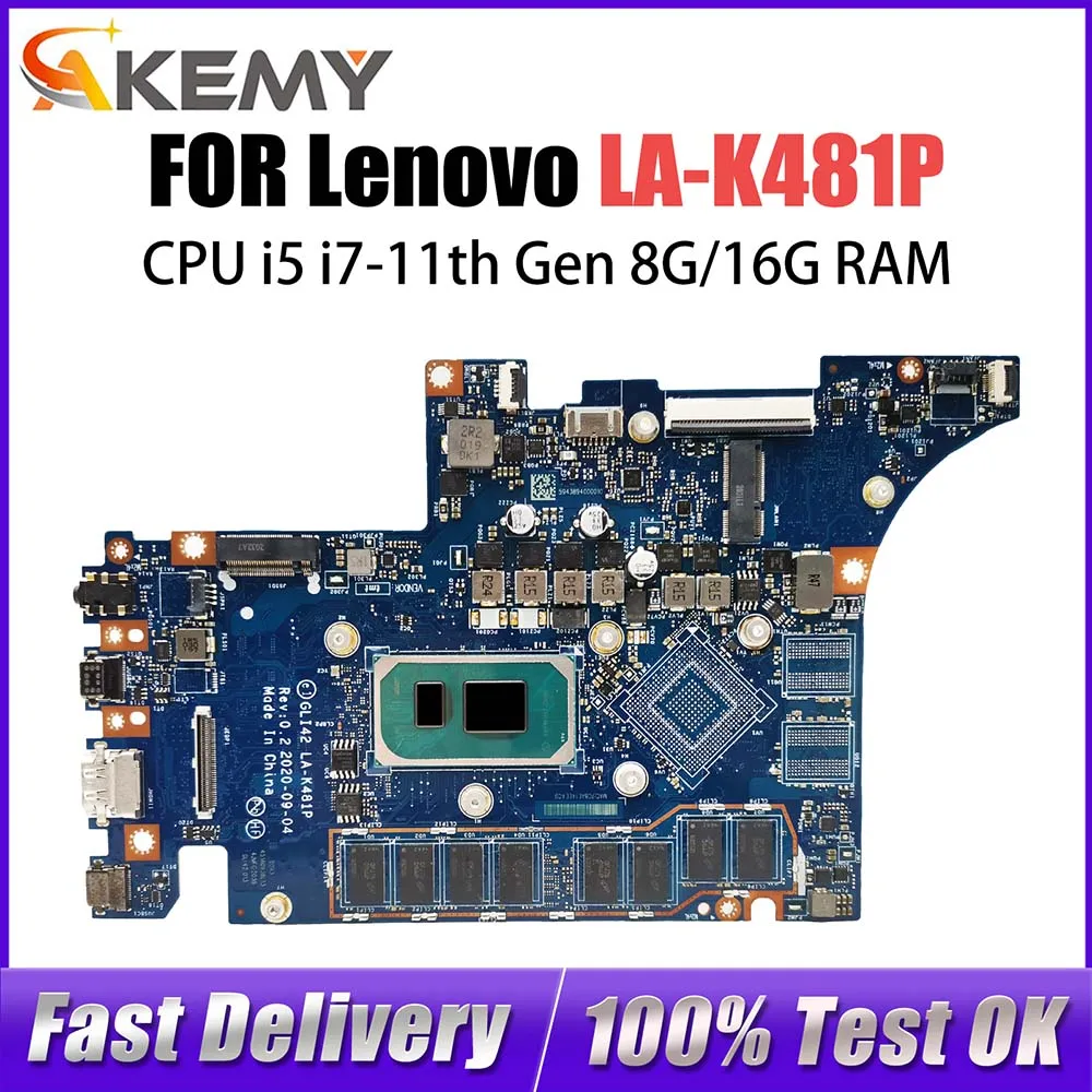 

LA-K481P Notebook Mainboard For Lenovo Ideapad 5 Pro-14ITL6 Laptop Motherboard With CPU I5 I7-11th Gen 8G/16G RAM MX450 V2G