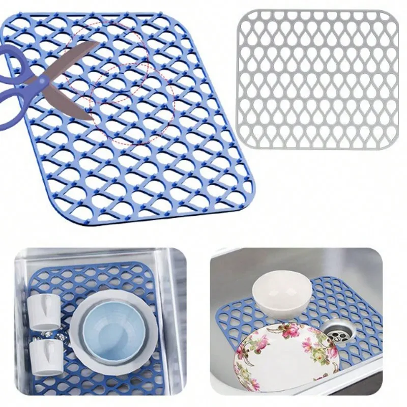 1pc Kitchen Silicone Sink Mat, Heat-resistant, Anti-slip, Dish Draining Pad