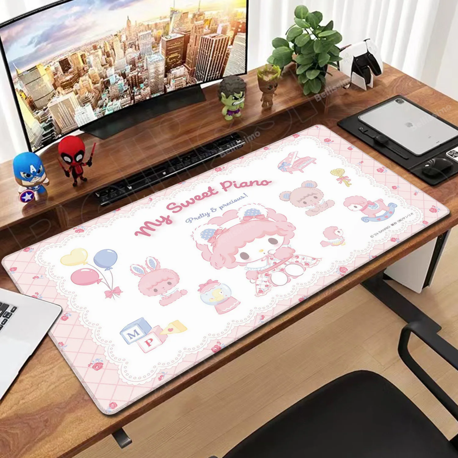

Mouse Pad Large Kawaii My Melody Cute Mat Pink Office Keyboard Desk Mat Laptop Gaming Accessories Large Natural Rubber Mousepad
