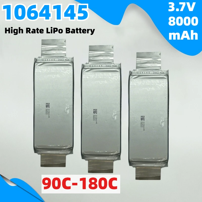 3.7V 8000mAh 1064145 High Rate LiPo Battery 90C-180C Recharg