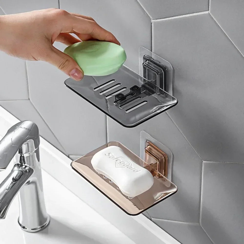 Hot 2025 New Soap Rack No Drilling Wall Mounted Double Layer Holder Soap Sponge Dish Bathroom Accessories Dishes Self Adhesive