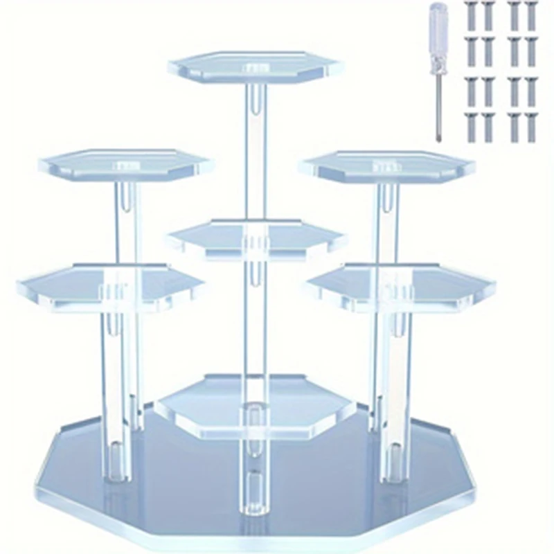 Acrylic Display Stand for Funko POP Figures, 7-Tier Perfume Organizers and Storage Display Stand/Risers for Cupcake Dessert