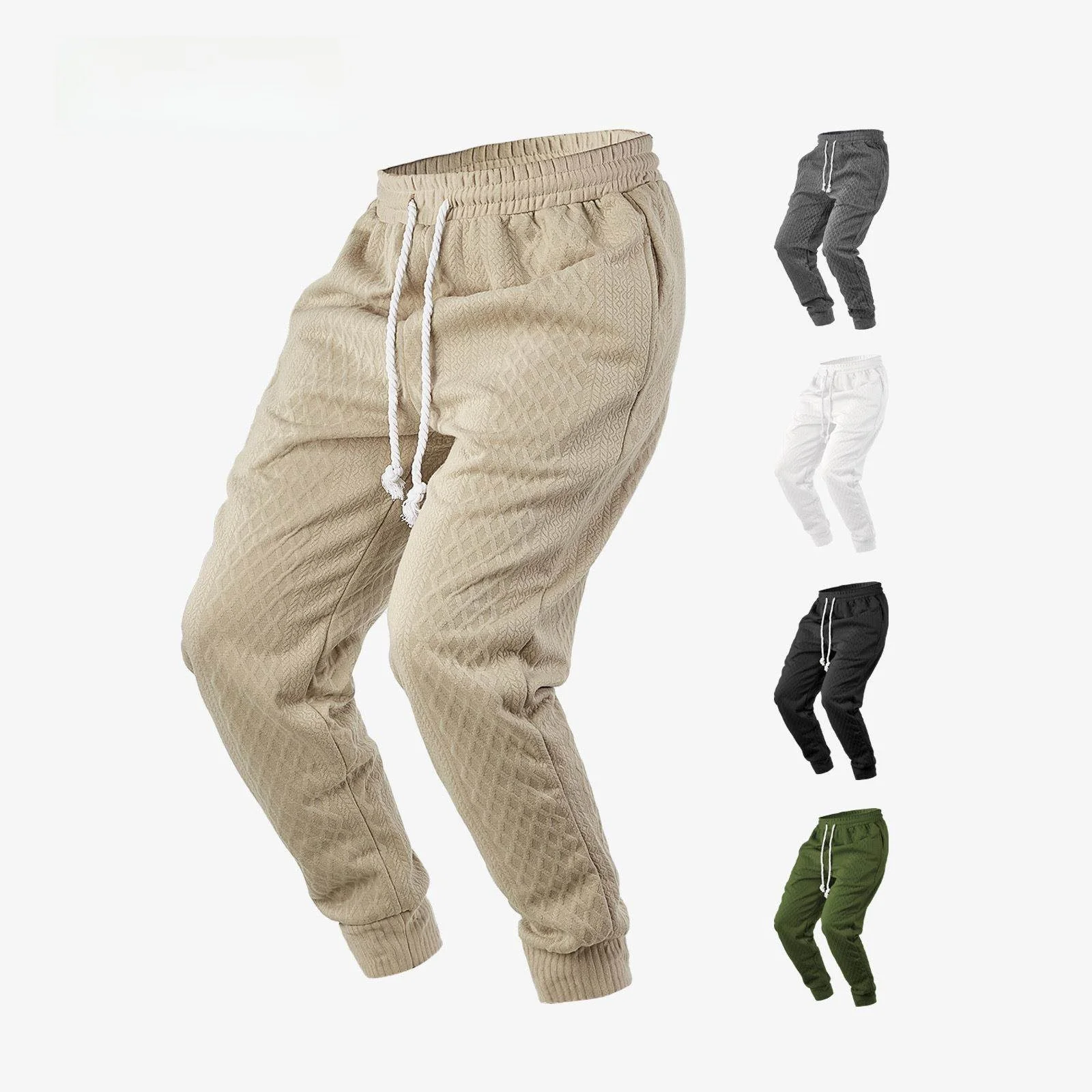 

Youth Casual Pants Men's Quick Dry Pure Color Embroidery Drawstring Loose Fit Spring Autumn American Style Sportswear