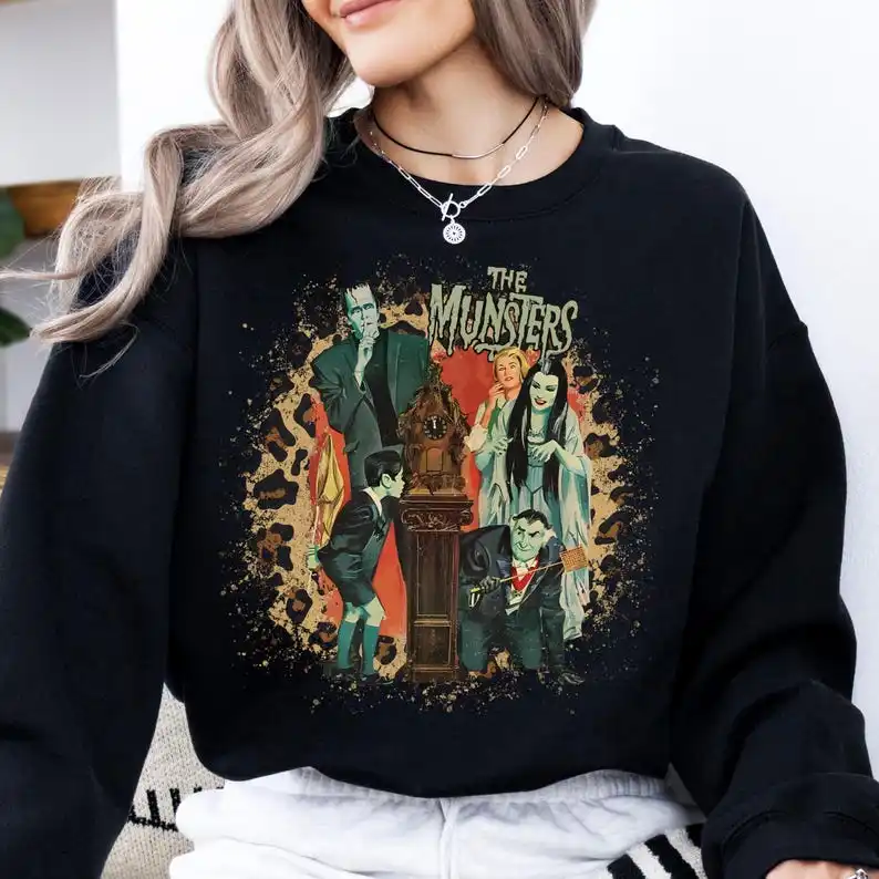 The Munsters Retro Horror Sweatshirt, Lily, Herman, Goth Clothing, Gothic Style, Rockabilly, Aesthetic, Ghoulie Family, Unisex,