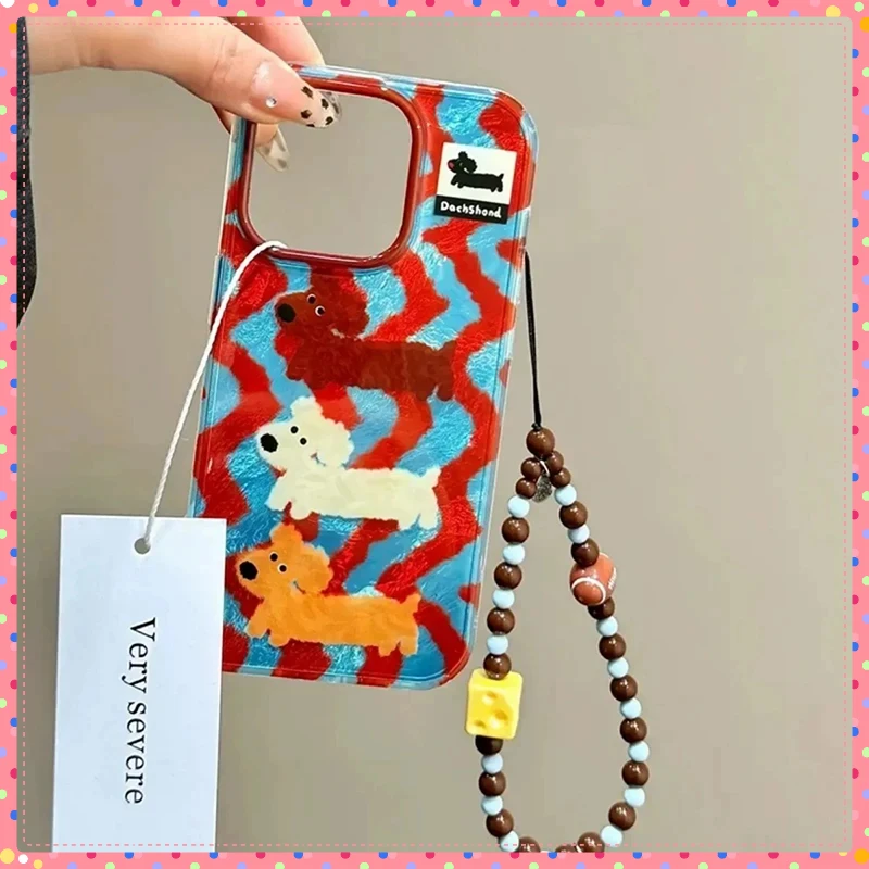 เคสโทรศัพท์ลายการ์ตูนสุนัขไส้กรอกสำหรับ iPhone 17 16 15 Pro Max 14 13 12 11 XS XR X 7 8 Plus  ซิลิโคนกันกระแทกแบบนิ่ม