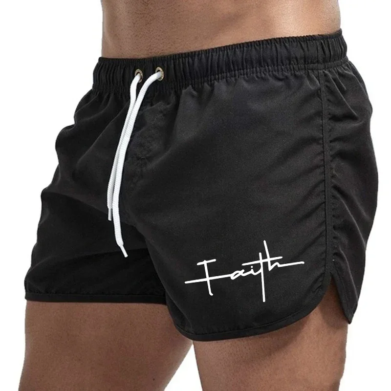 

New Faith Design Men Board Shorts Summer Male Beach Casual Fashion Short Pants Surfing Sports Shorts Running Cycling Cool Shorts