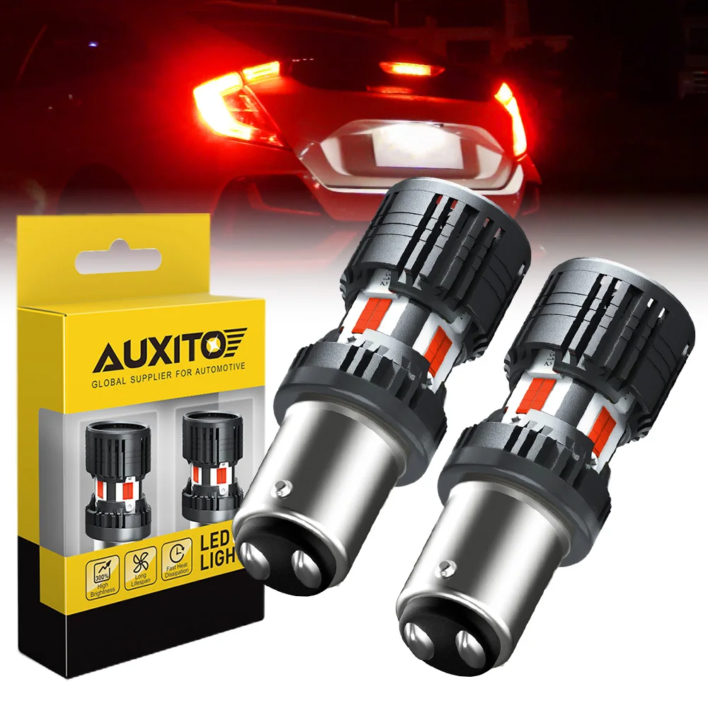 

AUXITO 2 шт. 1157 светодиодный красный стоп-сигнал Canbus P21/5W Bay15d стоп-сигнал задний фонарь с вентилятором высокой мощности без гипервспышки 12 В