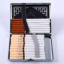 High Capacity Metal Hard Cigarette Case Holder for 100s King Size Women's Hand Rolled Cigarette Shell Cigarillo Box