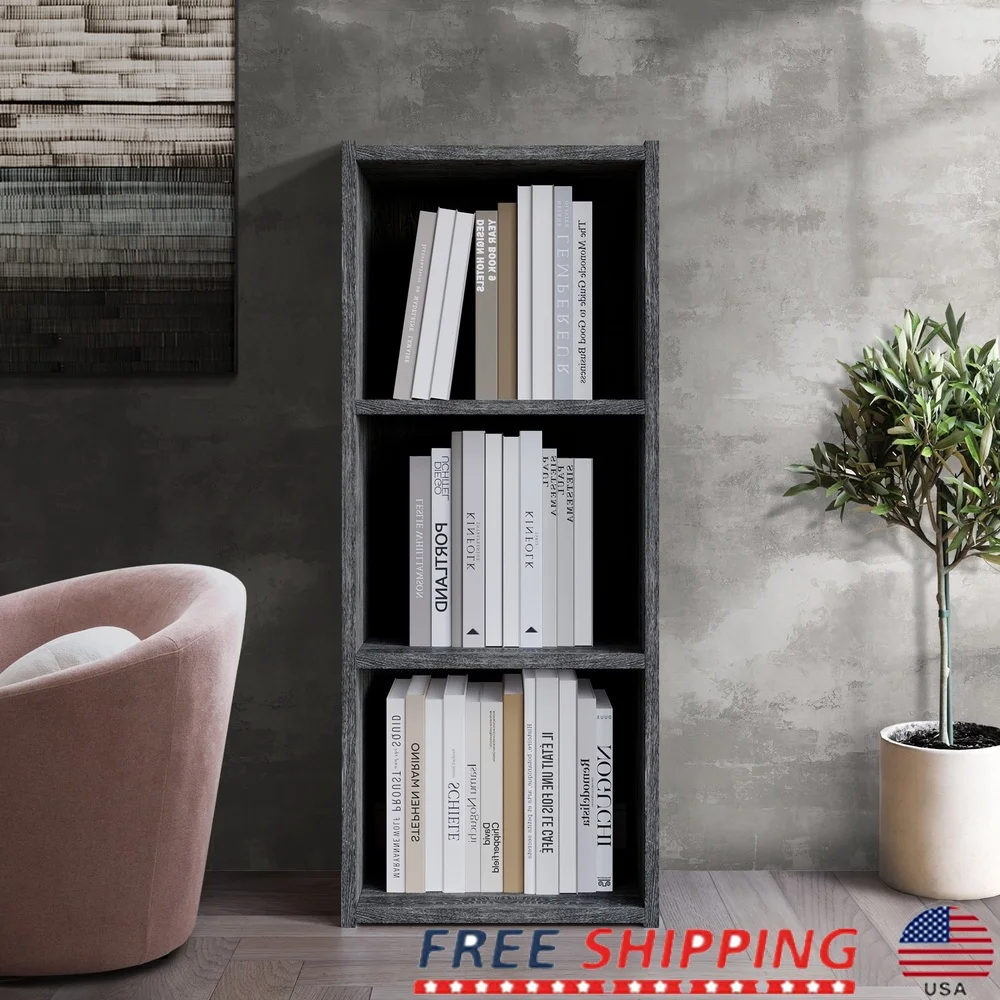 Classic 3-Cube Open Shelf Bookcase Wood Furniture Living Room Office Storage Organizer Contemporary Design Assembly Required
