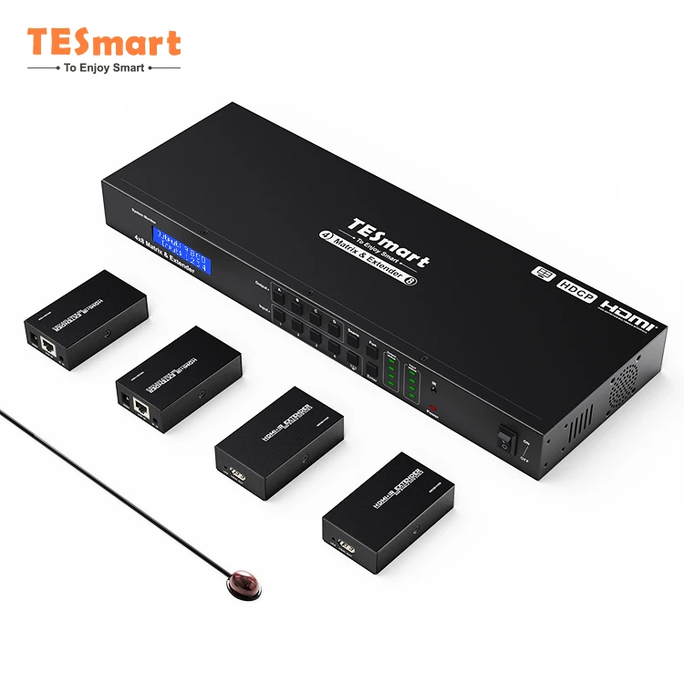 

TESmart hdmi matrix 8x8 extender 4k 4 inputs 4 HDMI and 4 mirrored extended outputs 4x8 matrix With Extender