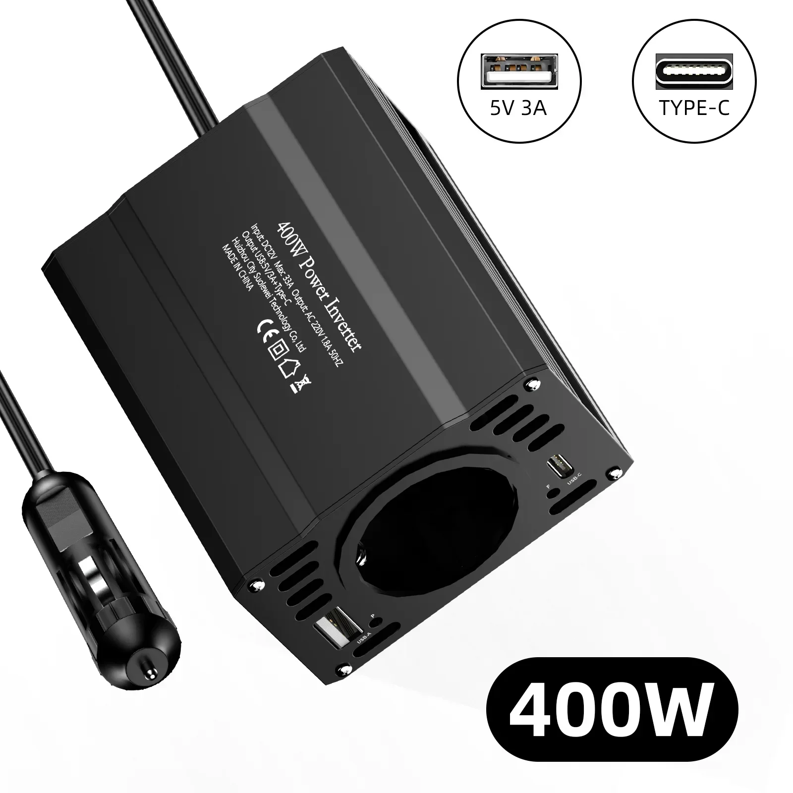 400 W/500 W/1500 W Auto-Wechselrichter DC 12 V auf AC 220 V Konverter, 3 USB 2.0 und 1 USB QC3.0 Steckdose nach europäischem Standard – Detail 10