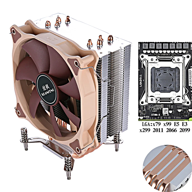 

Computer Cooling 120mm Fan CPU Processor 4 Heat Pipe Suitable For Installing LGA2011 x79 x99 E5 2066 2099 Rapid Heat Dissipation