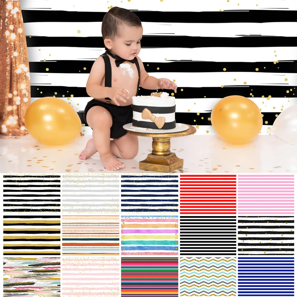 

Stripes Photography Newborn Kids Portrait Backdrops Children Birthday Cake Smash Background Photo Studio Shoot Supplies Props