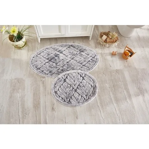 İpekçe Home 2'li Tumbled Clover Gray Cotton Oval Toilet Seat Pad