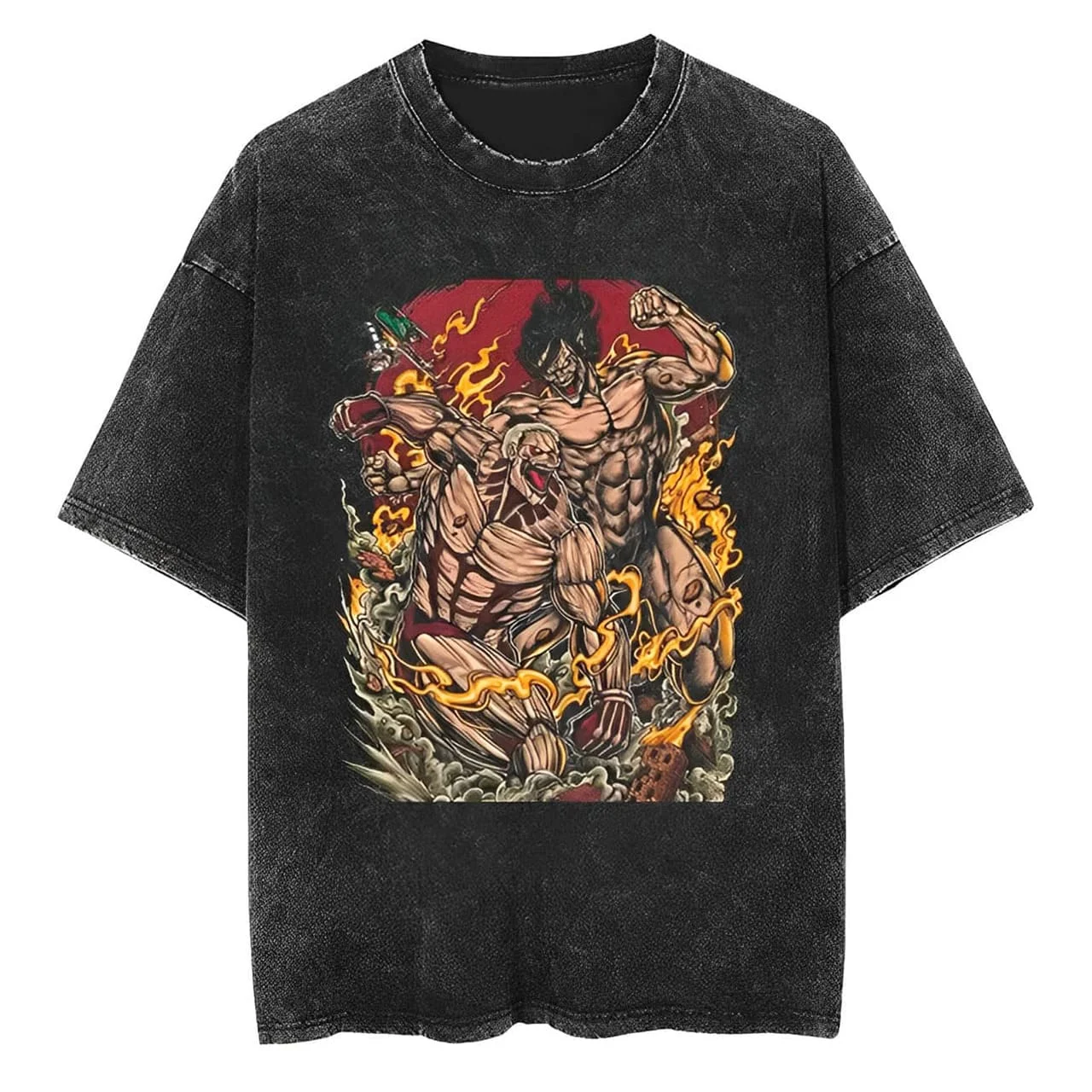

Футболка Attack on Titan Armored Titan Reiner из винтажного выстиранного хлопка, унисекс, летняя, оверсайз, уличная одежда 2026