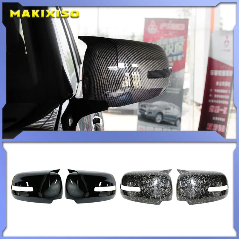 2PCS Carbon Fiber ABS Rearview Mirror Decorative Cover For Mitsu Pajero Sport 2009-2014 Accessories