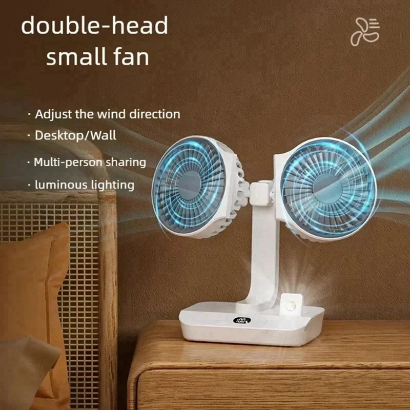 Desktop Double-Head Fan, Desktop Fan, Oscillating Fan, Low-Noise Double-Head Fan, High-Wind Power Electric Fan