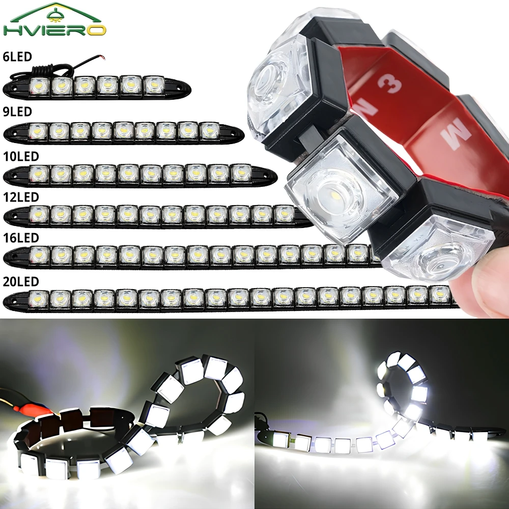 Led Auto Flexible Bulbs Silicone Daytime Night Running Light 6LED Lens 12V White Headlight Reverse Parking Fog Turn Signal Lamps