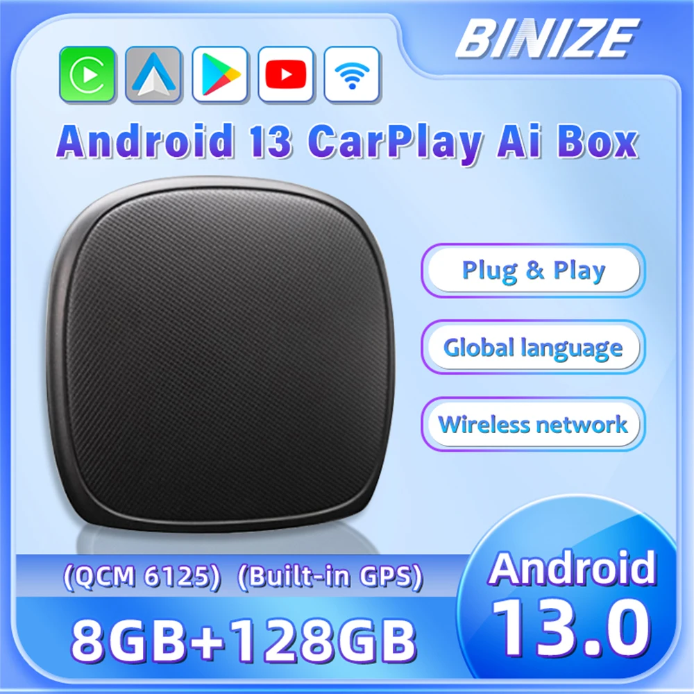 

Binize CarPlay Ai Box Android 13.0 Wireless Android Auto & CarPlay 8G+128G QCM6125 8-core For OEM Wired CarPlay Car FOTA Upgrade