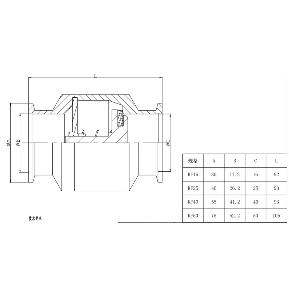 KF16 KF25 KF40 KF50 Vacuum Clamp Ferrule SUS 304 Stianless Steel Sanitary Non-return One Way Check Valve Homebrew