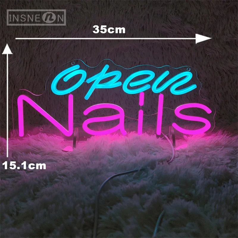 

LED Nails Neon Sign, Open Wall Decor for Nail, Salon, Beauty Shops, Store, Welcome Lights, Business, Display Neon Signs