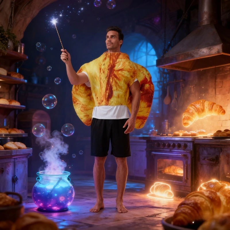 

Kesong Croissant Doll Costume Fun Food Styling Costume Carnival Party Cosplay Funny Props Soft and Cute Photography Artifact