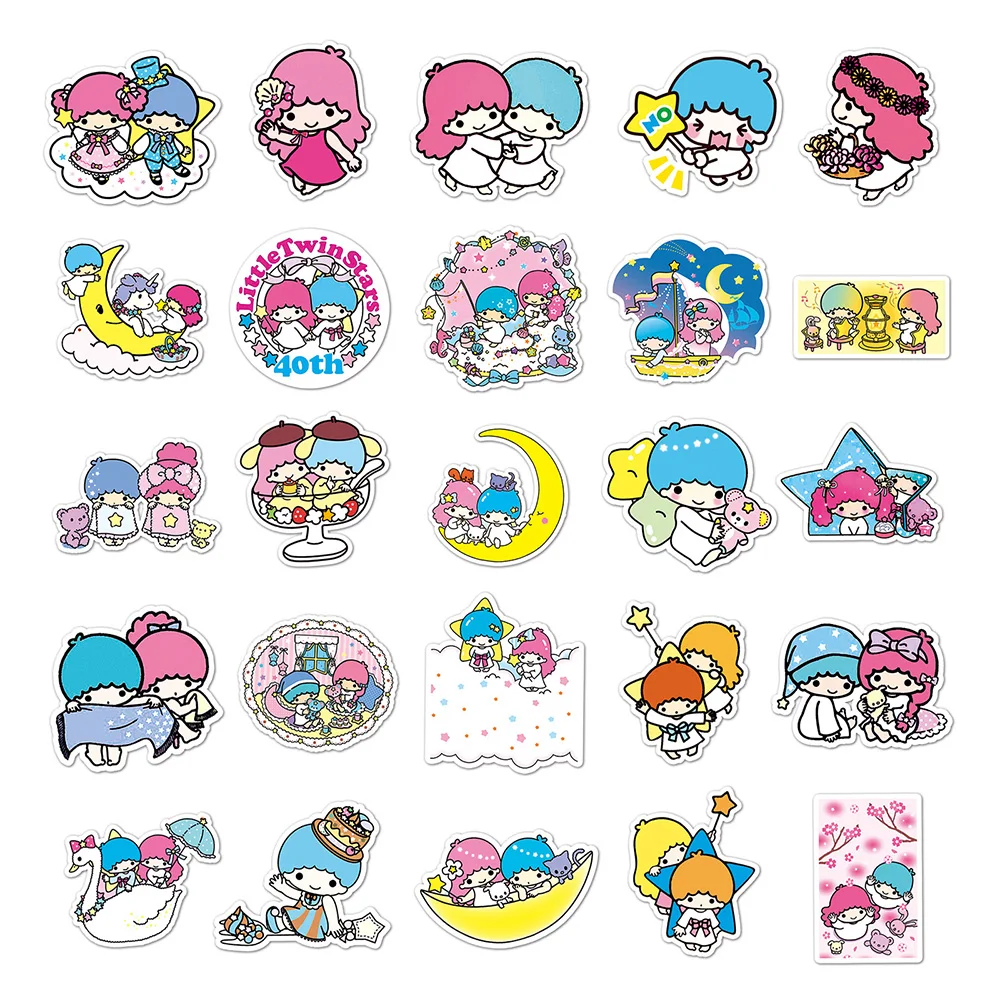 10/30/50pcs Funny Cute Little Twin Star Anime Stickers for Kids Girls Kawaii Sanrio Cartoon Sticker Suitcase Phone Bag Car Decal