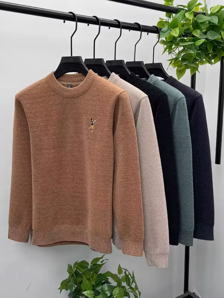 High quality knitted sweater men's round neck autumn winter fashion new item exquisite embroidery Korean style design pullover