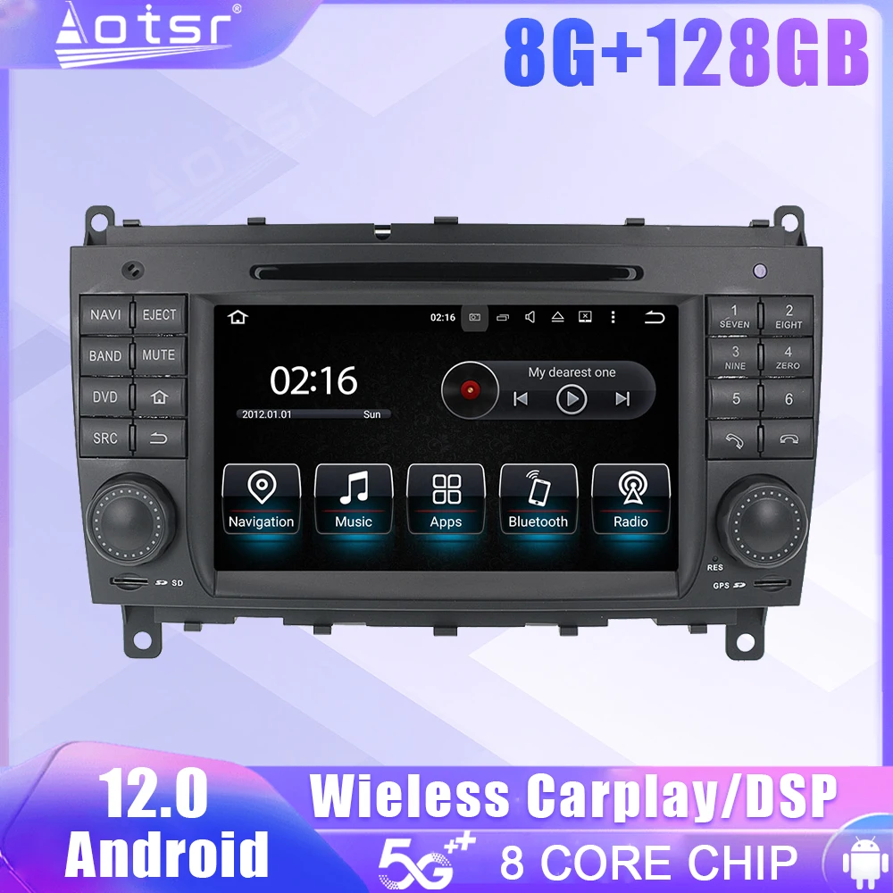 

Android Screen Car Radio For Benz C- W203 2004-2007 CLK W209 2004 2005 GPS DSP Carplay Automotive Multimedia Stereo Head Unit