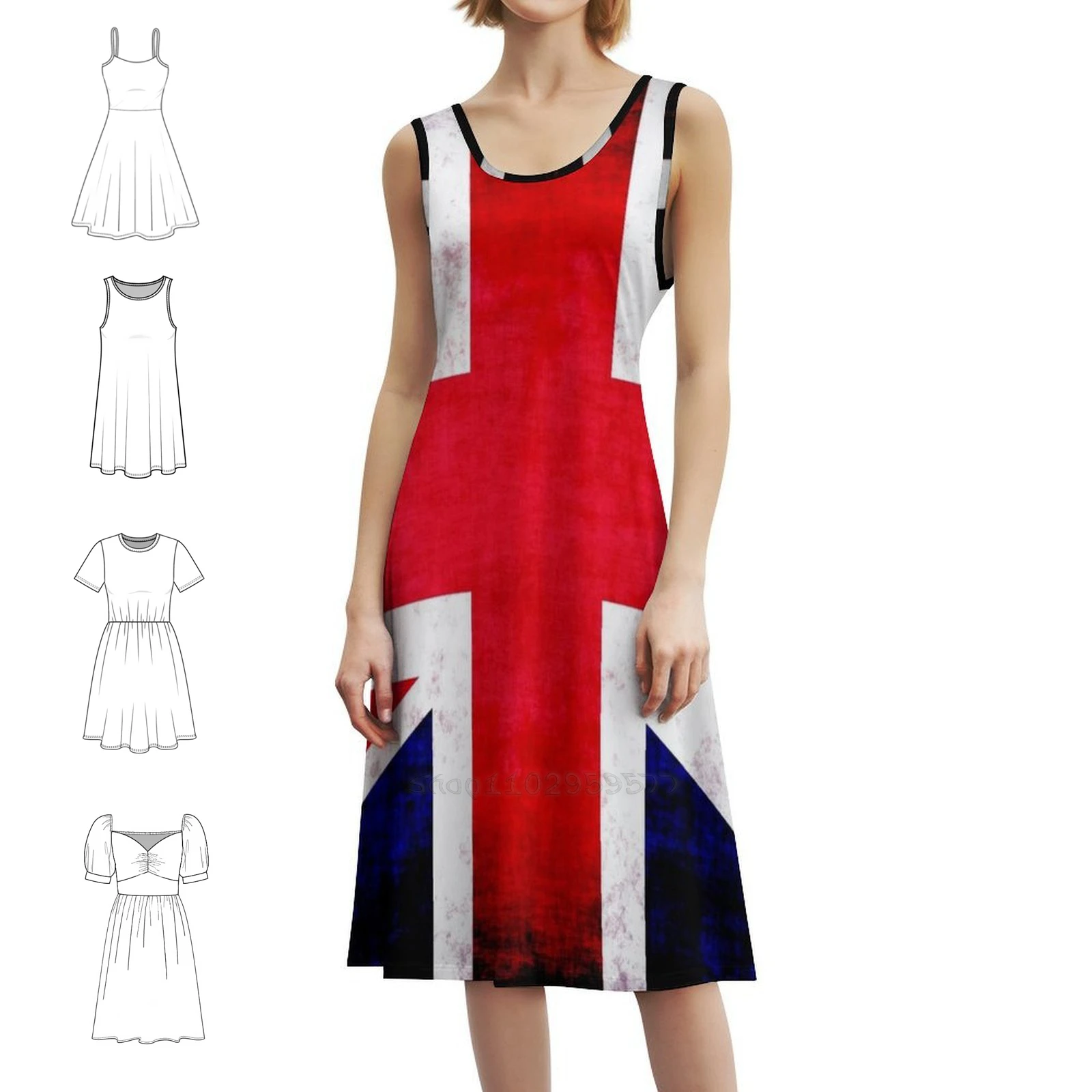 

Большое винтажное богемное платье без рукавов с флагом Союза для женщин, пляжные вечерние платья с принтом, большой винтажный флаг Союза, флаг Союза, Великобритания